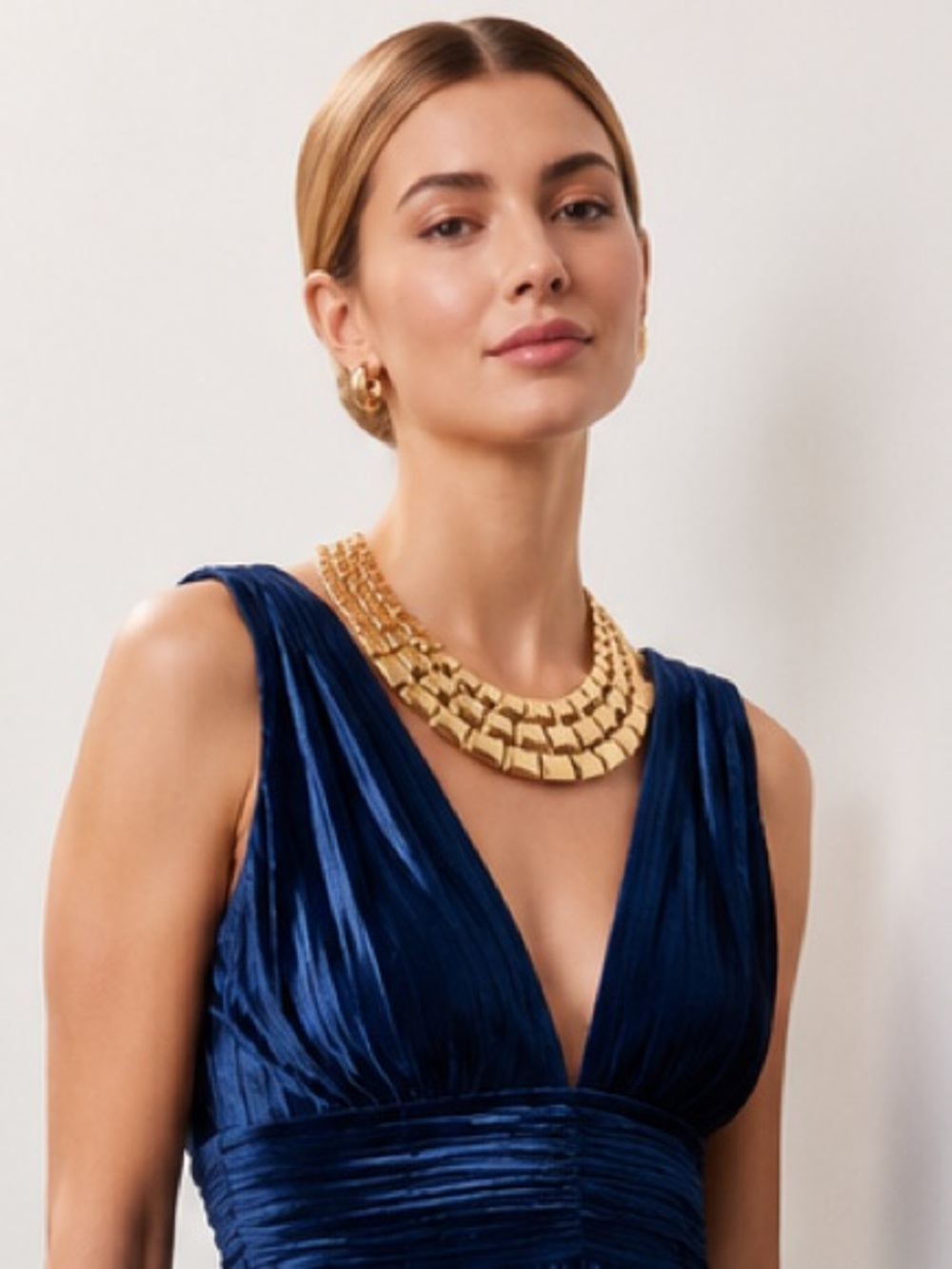 Zara Gold Statement Multi-Layer Collar Necklace